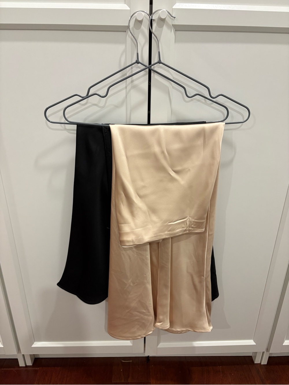 zeagoo TWO-PACK Black and Champagne Satin Mini Skirts